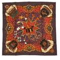 Hermes Silk Carre 90 la Magie Magic Rabbit Pigeon Clown Brown