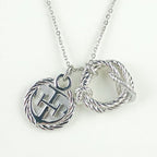 Hermes Necklace Cortaje Rope Silver Metal Pendant Anchor Cordage — view 2