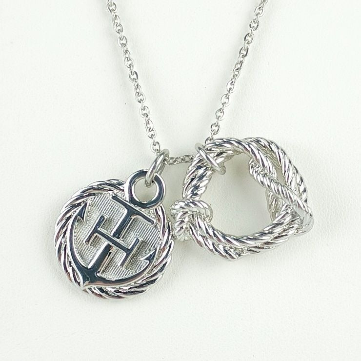 Hermes Necklace Cortaje Rope Silver Metal Pendant Anchor Cordage — view 2