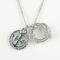 Hermes Necklace Cortaje Rope Silver Metal Pendant Anchor Cordage