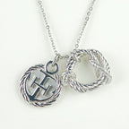 Hermes Necklace Cortaje Rope Silver Metal Pendant Anchor Cordage
