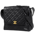 Chanel CC Logo Shoulder Bag Quilted Leather Black