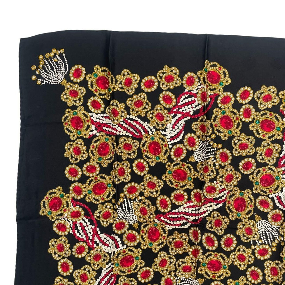 Chanel Scarf Silk Jewel Pattern Black Gold — view 3