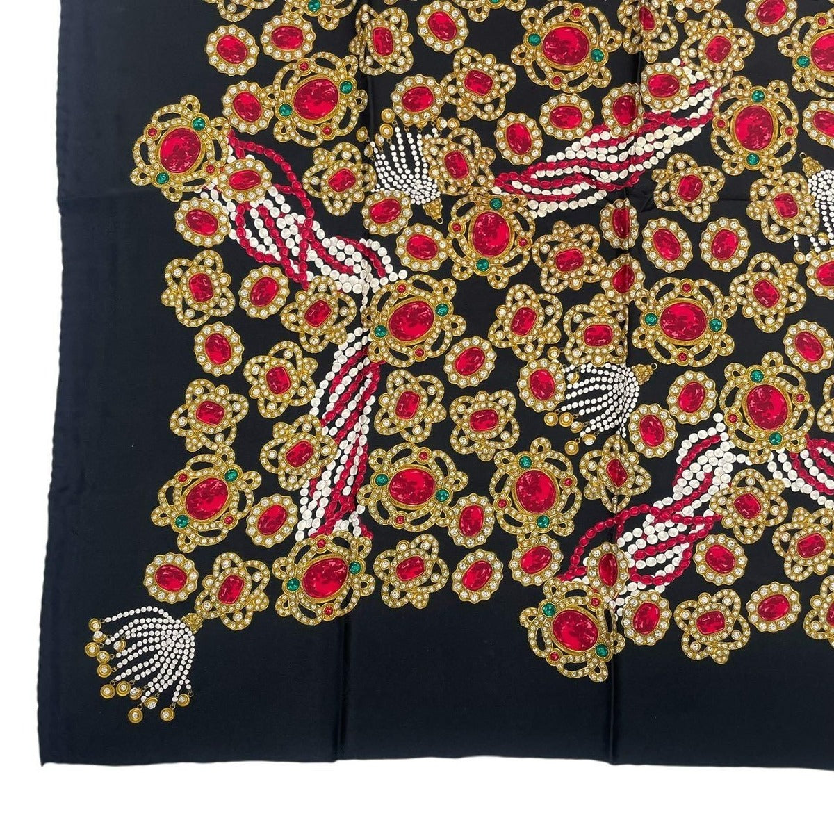 Chanel Scarf Silk Jewel Pattern Black Gold — view 5