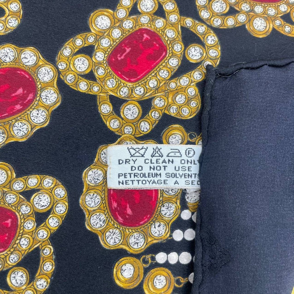 Chanel Scarf Silk Jewel Pattern Black Gold — view 9