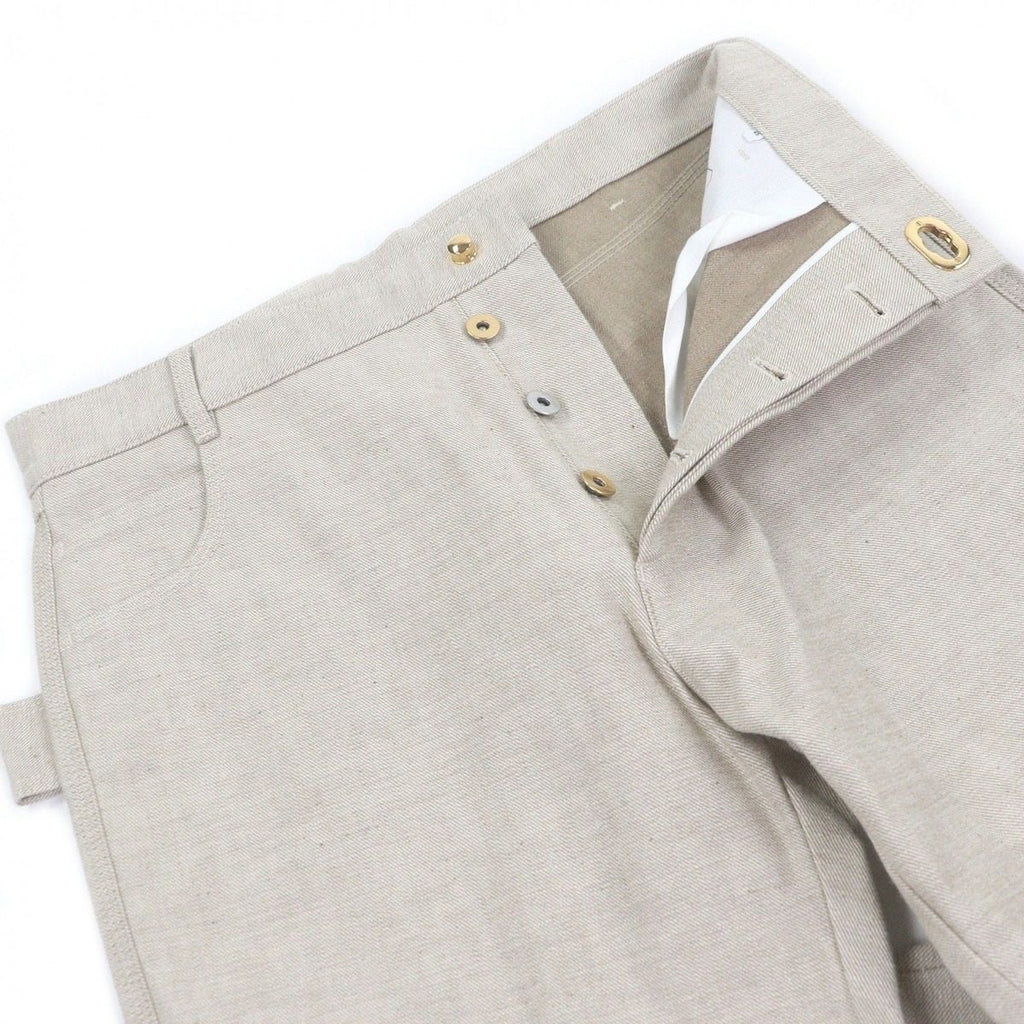 Bottega Veneta Cotton Button Fly Boots Cut Pants Beige 46 — view 3