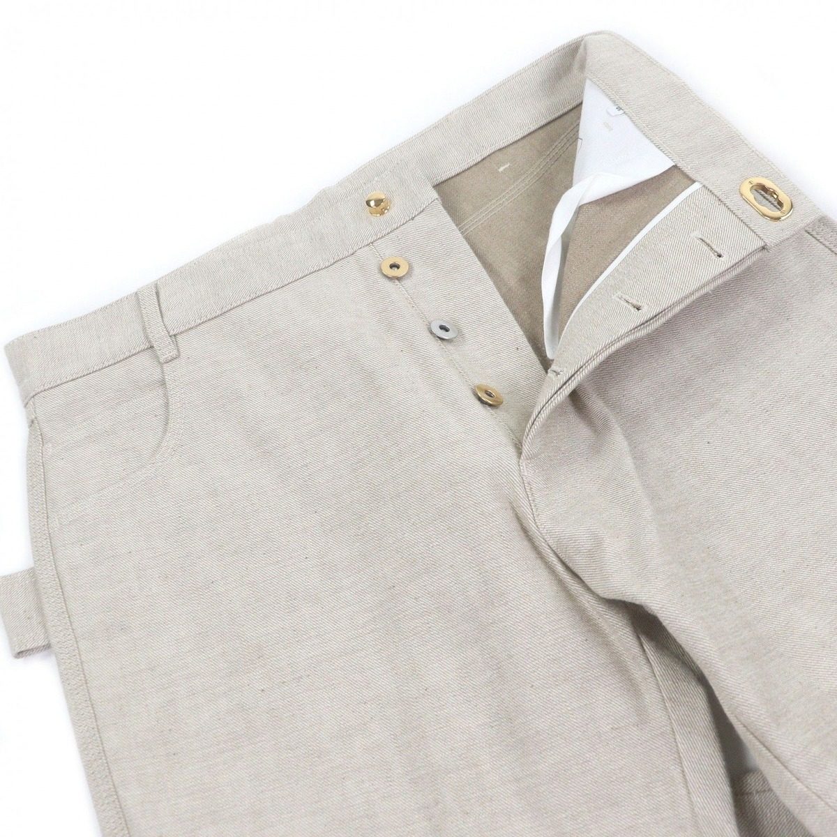 Bottega Veneta Cotton Button Fly Boots Cut Pants Beige 46 — view 3
