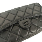 Chanel Shoulder Bag Lamb Wallet Phone Case Black — view 7