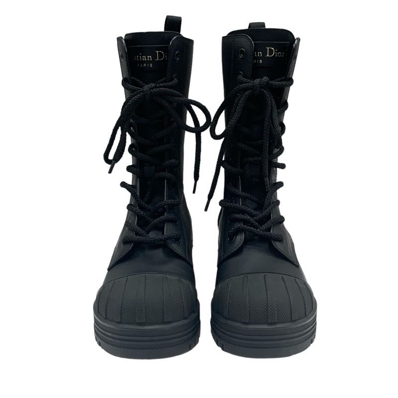 Christian Dior Boots Short Shoes Leather Rubber Black Middle Logo — view 2