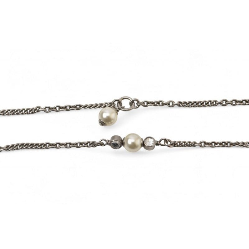 Chanel 2-Way Coco Mark CC Rhinestone Pearl Motif Silver — view 3