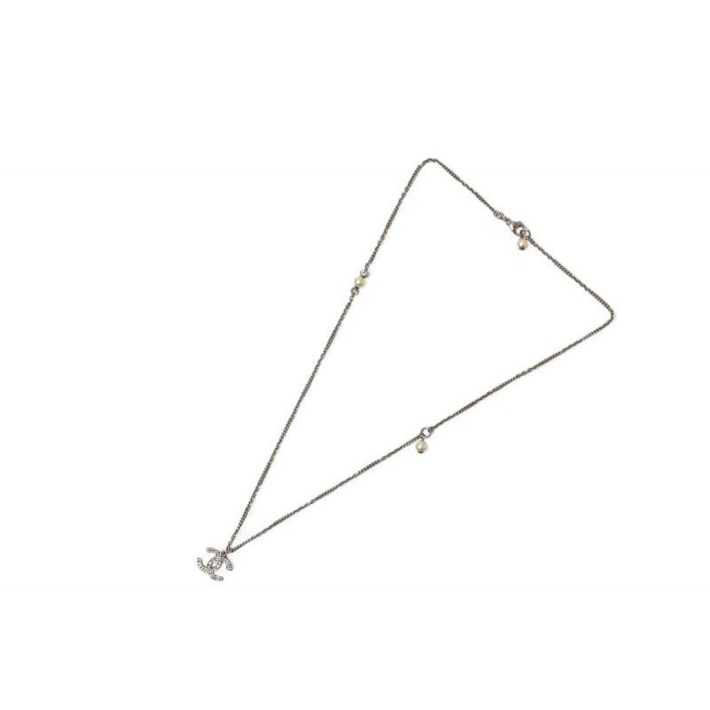 Chanel 2-Way Coco Mark CC Rhinestone Pearl Motif Silver — view 5