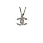 Chanel 2-Way Coco Mark CC Rhinestone Pearl Motif Silver