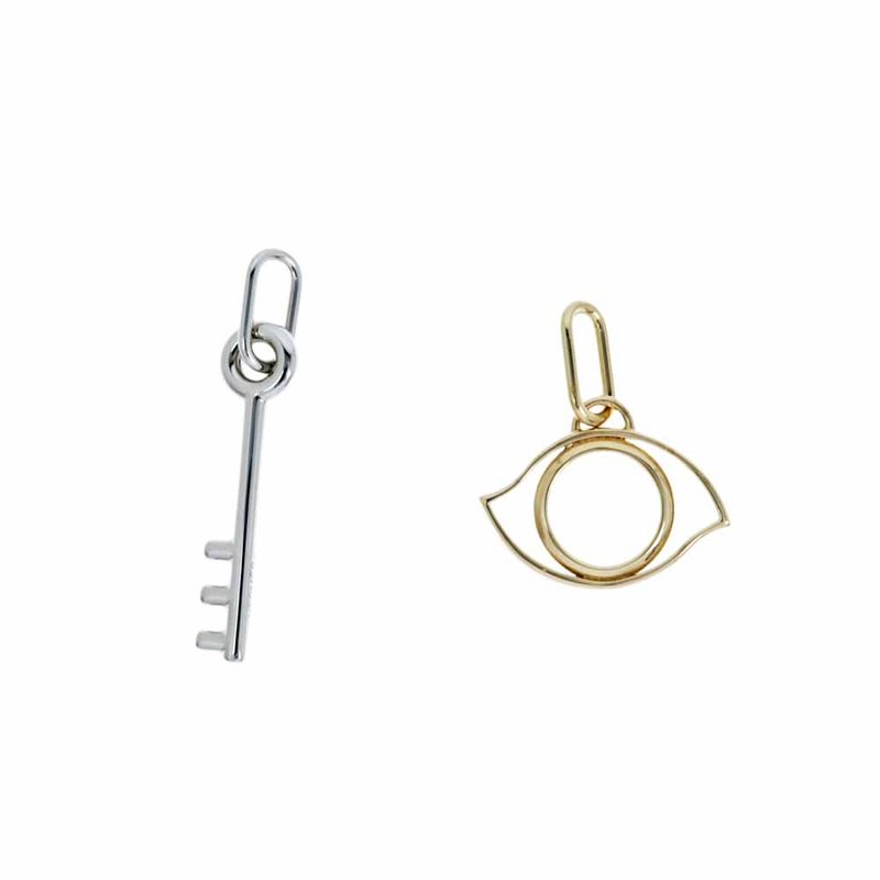 Hermes Curiosity Charm Set Of 2 Gold Color Silver Pendant Top Eye — view 3
