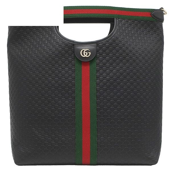 Gucci 2-Way Ophidia GG Embossed Leather Tote Bag Black Champagne Gold
