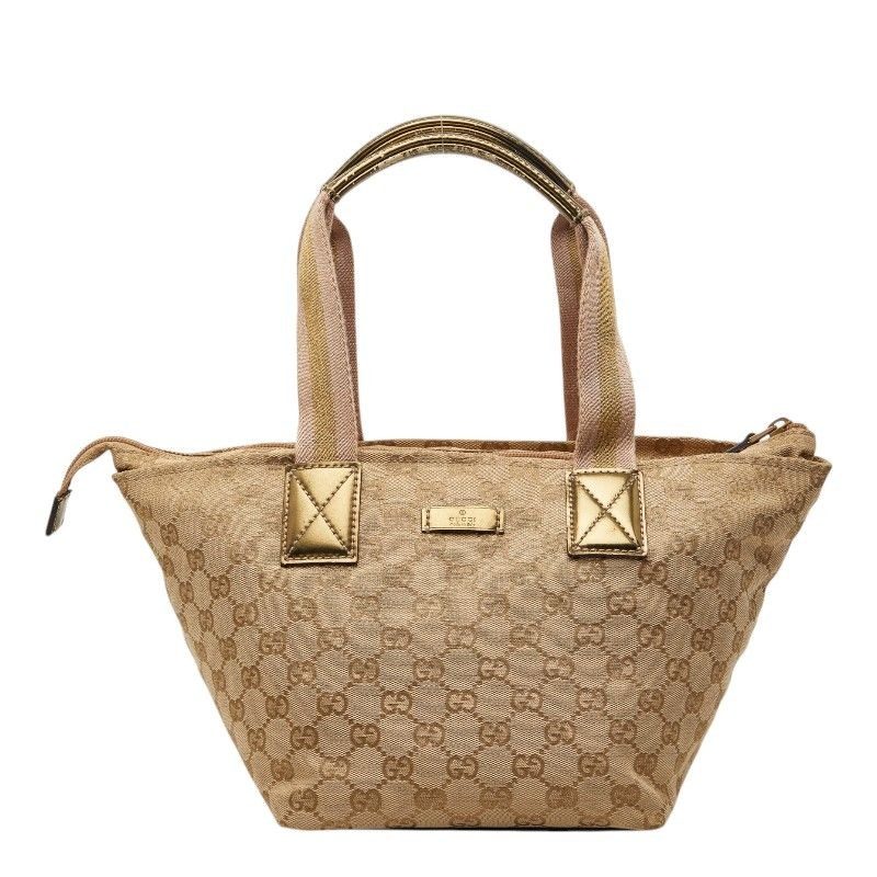 Gucci GG Canvas Handbag Beige Gold