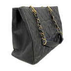 Chanel Chain Tote Quilted Caviar Leather Black Gold — view 2