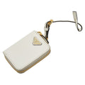 Prada Triangle Logo Plate Bag Charm Coin Case Accessory 1 Tl085 White