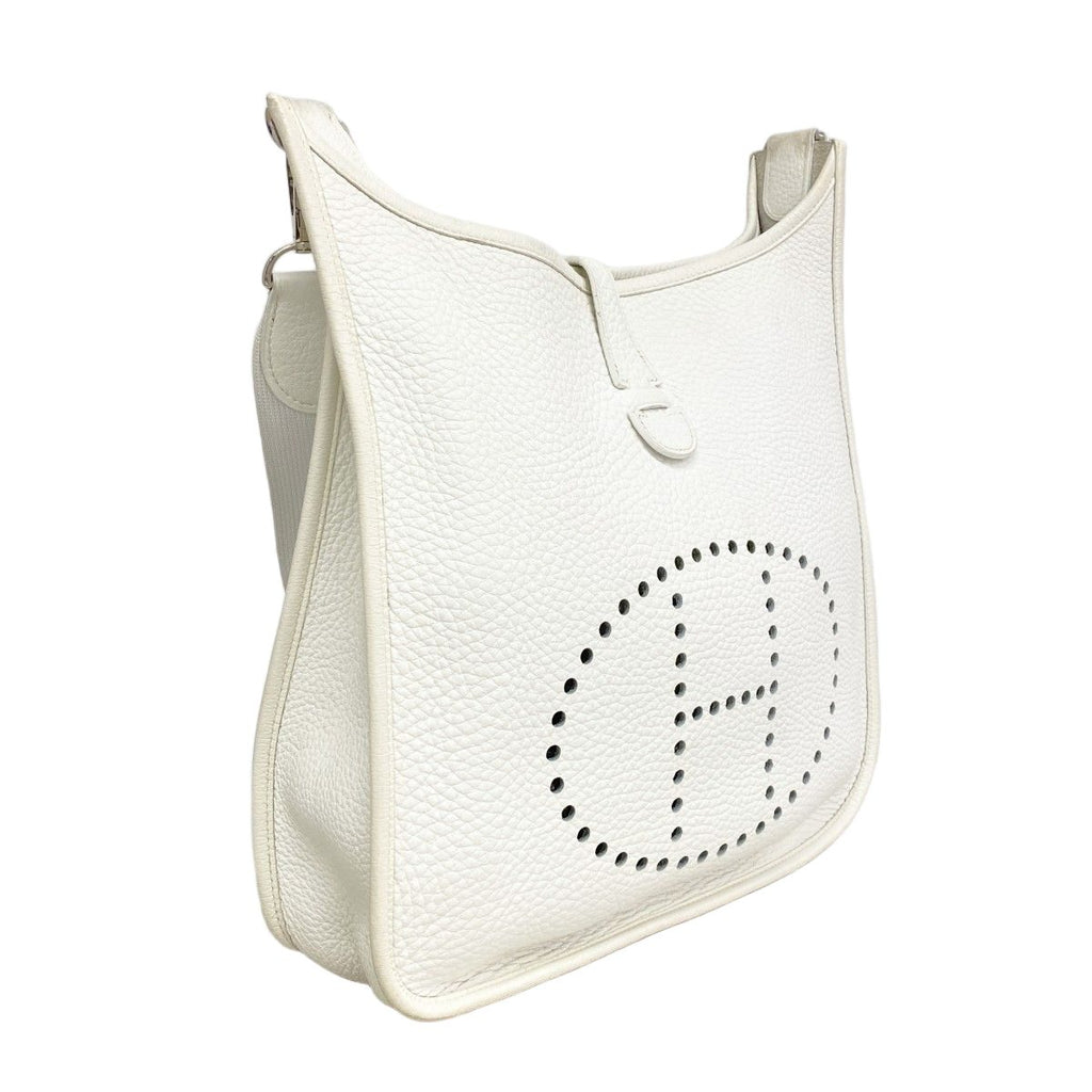 Hermes Shoulder Bag Evelyne Taurillon Clemence White Silver — view 2