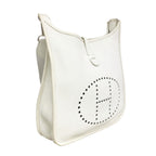 Hermes Shoulder Bag Evelyne Taurillon Clemence White Silver — view 2