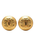 Chanel CC Logo Vintage Round Circle Earrings Gold Plated