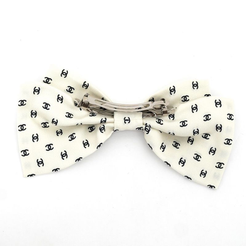 Chanel Barrette Aaa821 Ribbon White Logo COCO Silver Hardware Hair — view 6