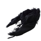 Hermes Shawl Scarf Fringe Wool Cashmere Blend Black YT
