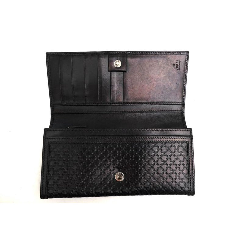 Gucci Long Wallet Men Leather Black Diamante Bifold with Coin — view 5