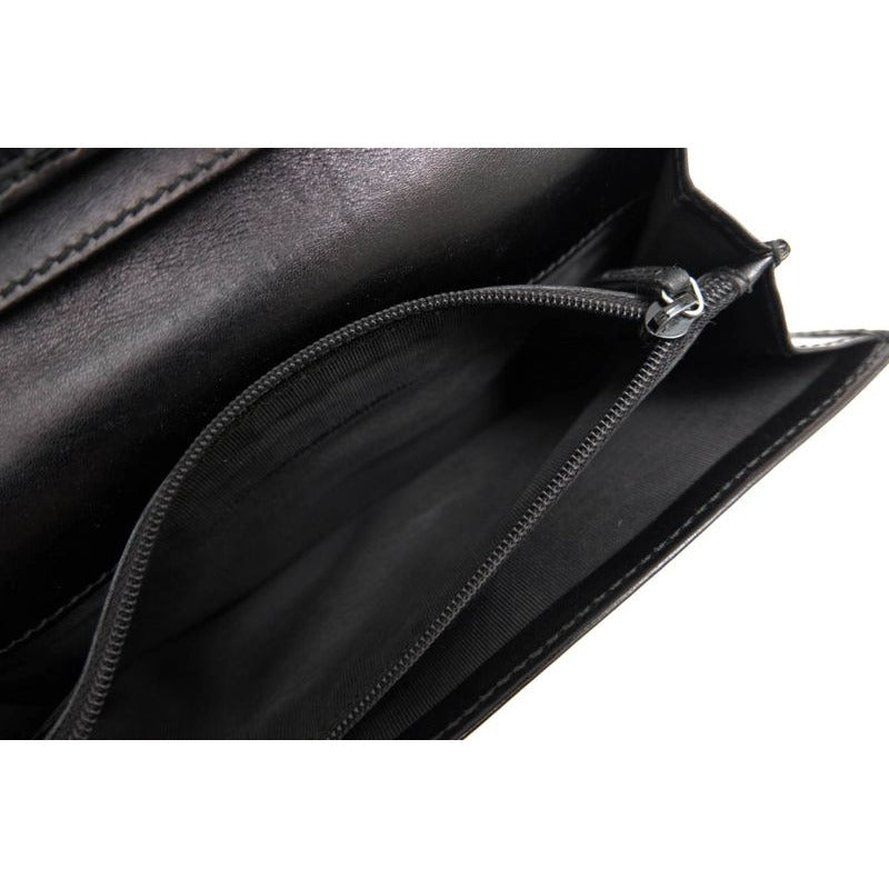 Gucci Long Wallet Men Leather Black Diamante Bifold with Coin — view 8