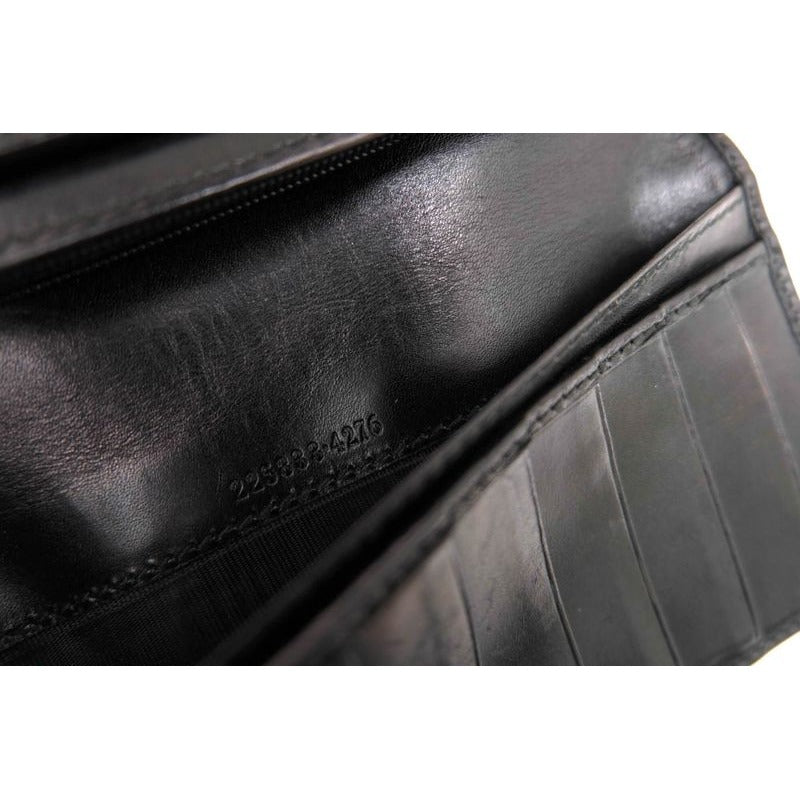 Gucci Long Wallet Men Leather Black Diamante Bifold with Coin — view 9