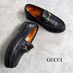 Gucci Horsebit Loafers Leather Black Gold Hardware 35 1 2