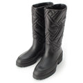 Hermes Leather Fuji Quilted Mosaic Long Boots Shoes Black 36