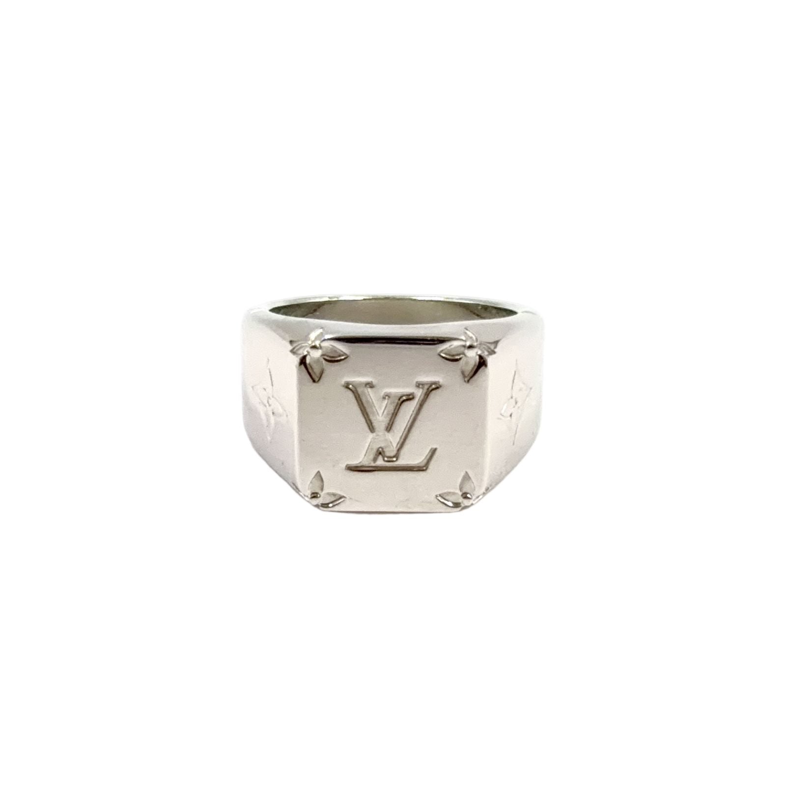 Louis Vuitton Signet Ring Monogram Metal Silver