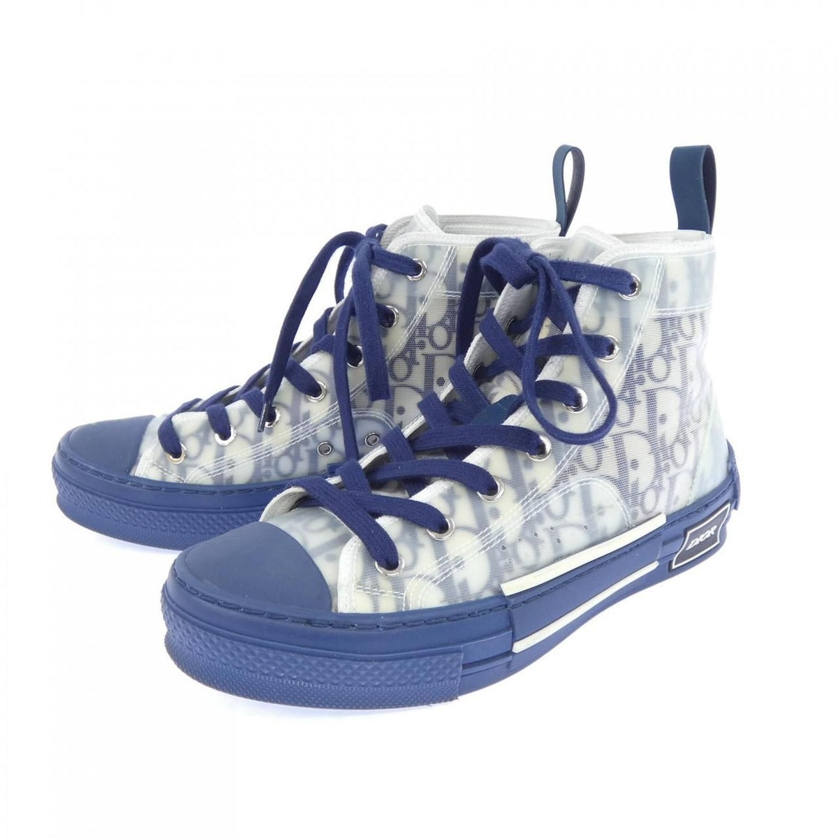 Dior High Top Oak Sneakers White Navy — view 3