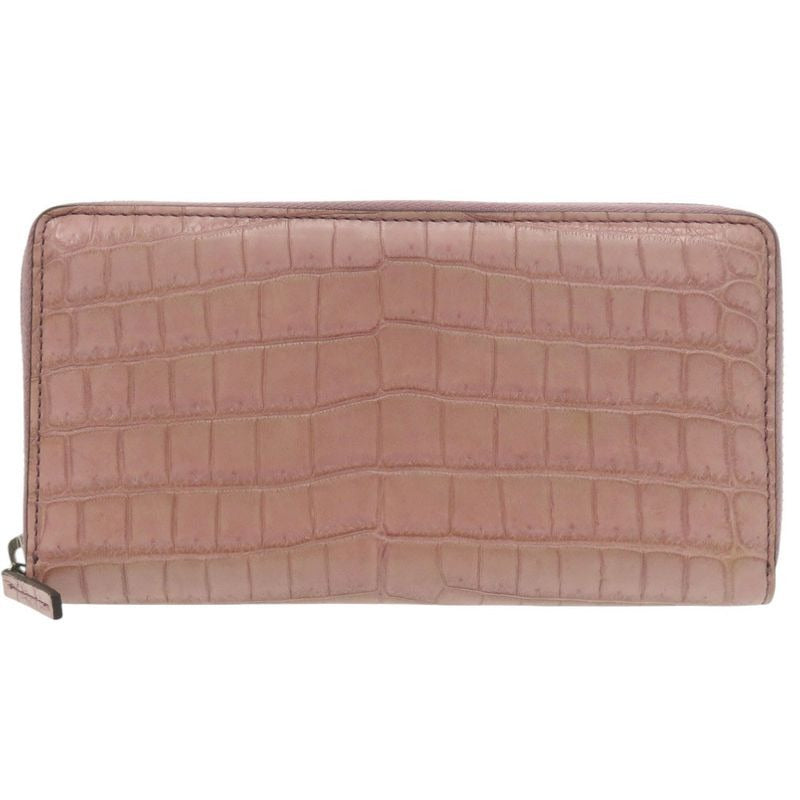 Gucci Round Zipper Matte Croc Purple Long Wallet 1313