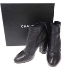 Chanel Quilted Coco Mark Heeled Short Boots Black 38