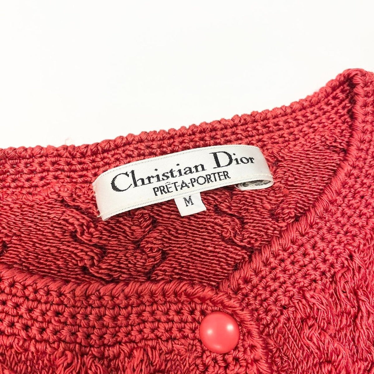 Dior Long Sleeve Booker Digan Puff Balloon M Red Cotton — view 8