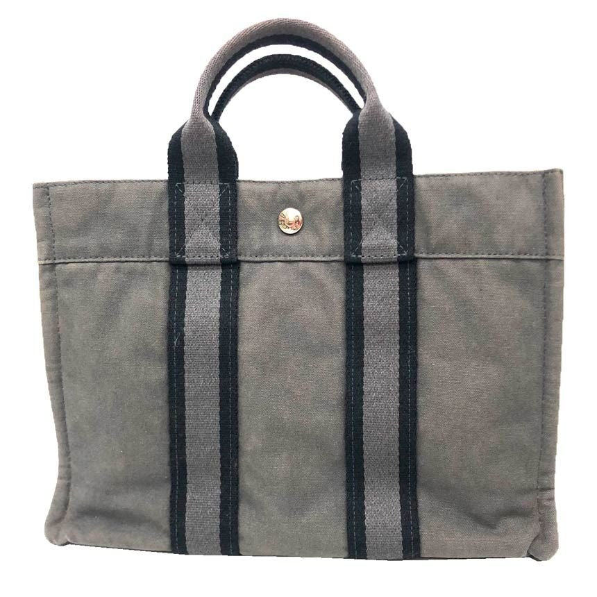 Hermes Fourre Tout PM Canvas Tote Gray
