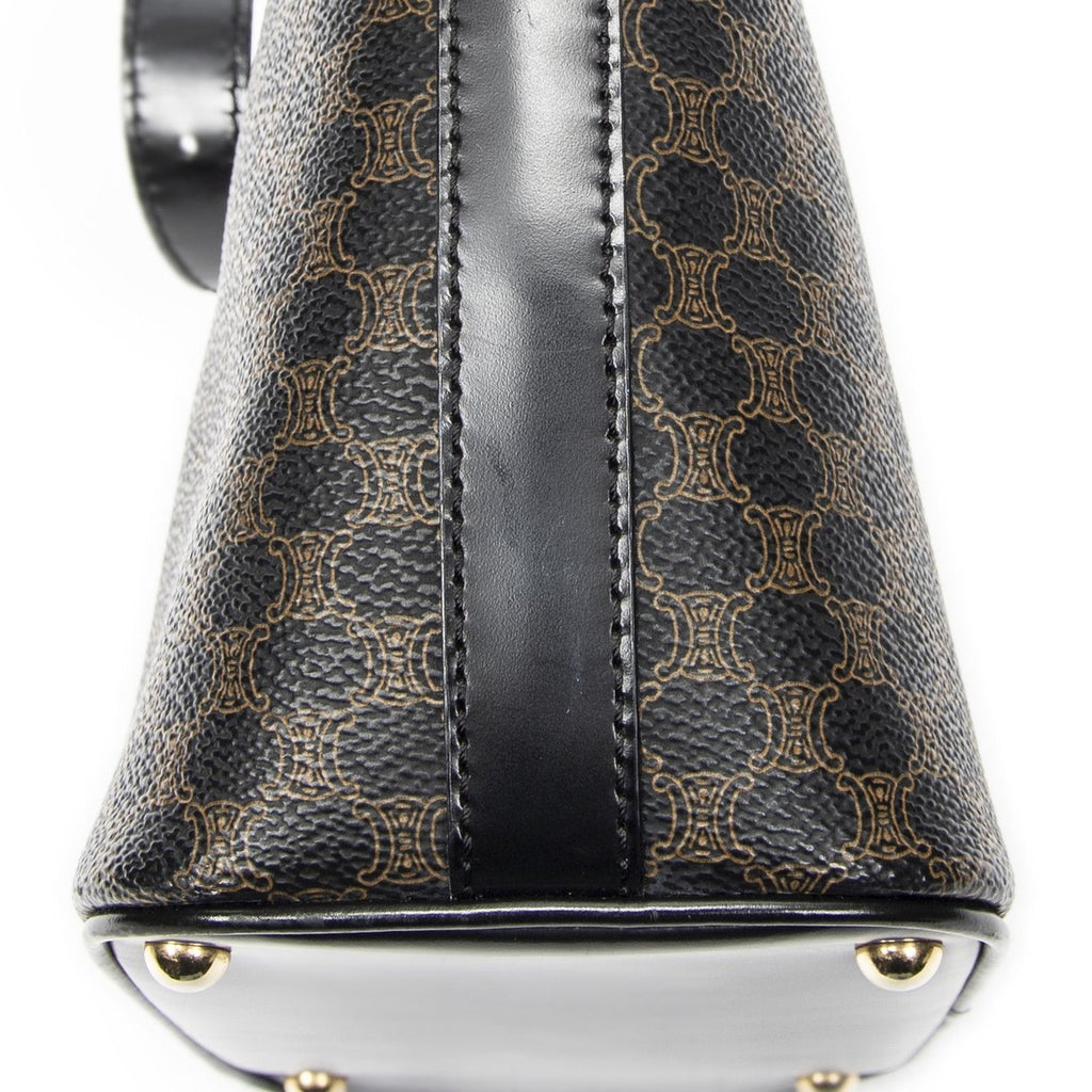 Celine Zip Shoulder Hobo Black Brown Macadam Canvas — view 7