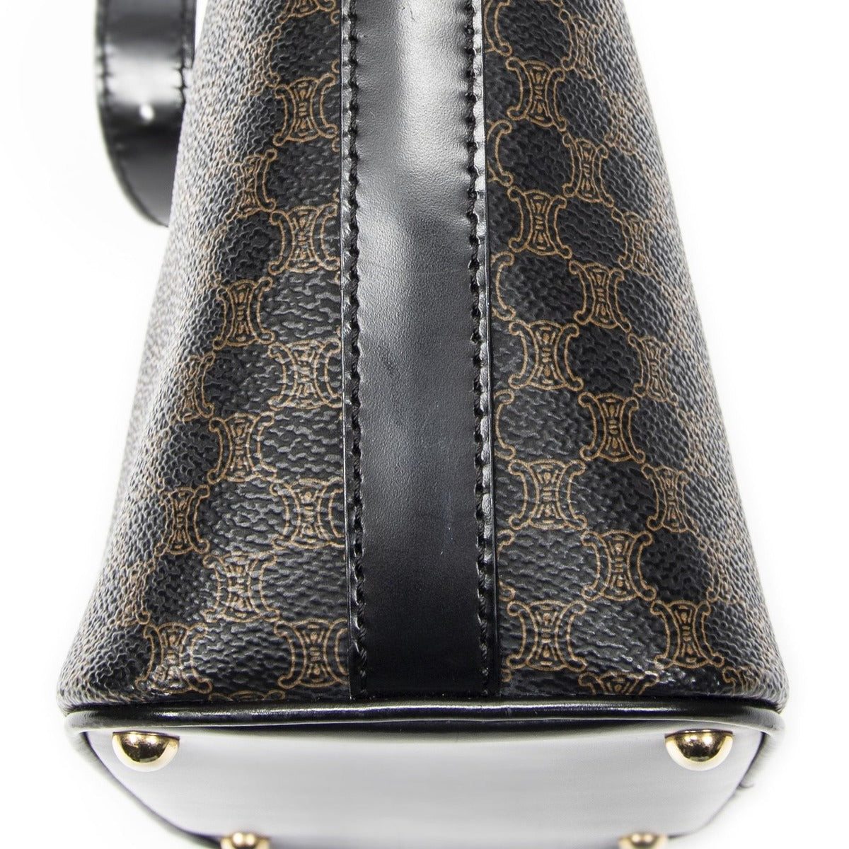 Celine Zip Shoulder Hobo Black Brown Macadam Canvas — view 7