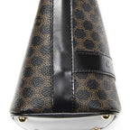 Celine Zip Shoulder Hobo Black Brown Macadam Canvas — view 8