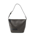 Celine Zip Shoulder Hobo Black Brown Macadam Canvas