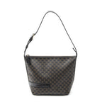 Celine Zip Shoulder Hobo Black Brown Macadam Canvas