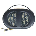 Dior CD Oval Black Camera Bag Navy Beige Leather Canvas