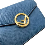 Fendi Trifold Compact Wallet 8 Blue Gold Hardware — view 7
