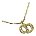 Christian Dior CD Logo Necklace Gold Rhinestone GP Accessories