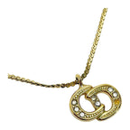 Christian Dior CD Logo Necklace Gold Rhinestone GP Accessories — view 2