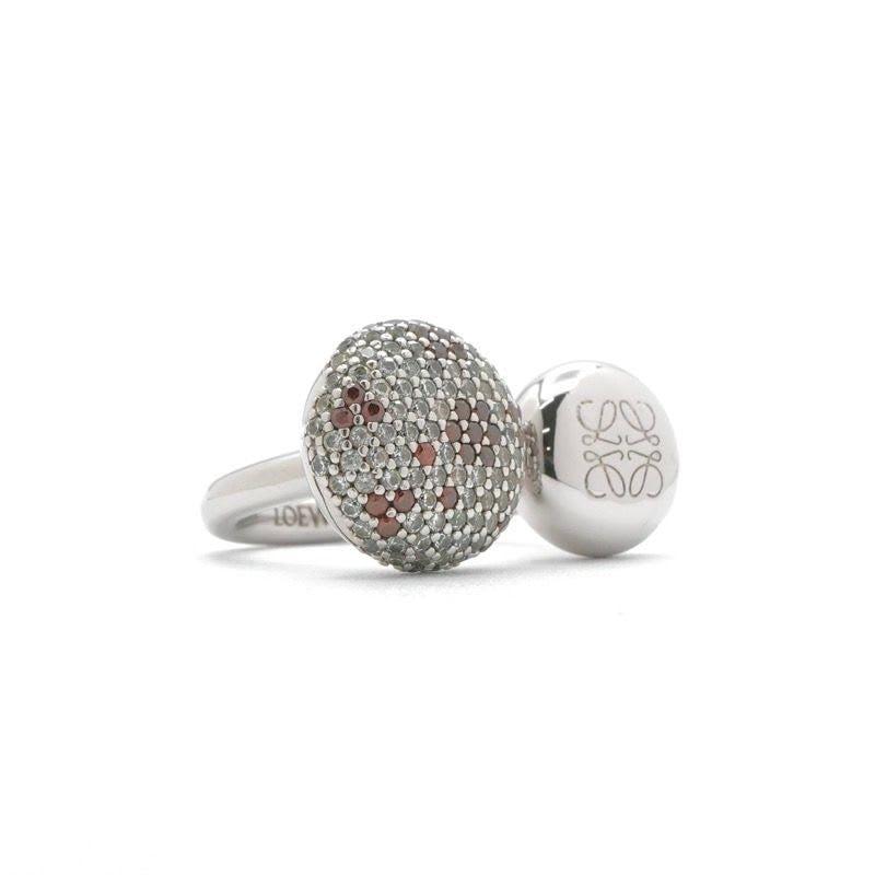 Loewe Ring Silver Anagram Rhinestone