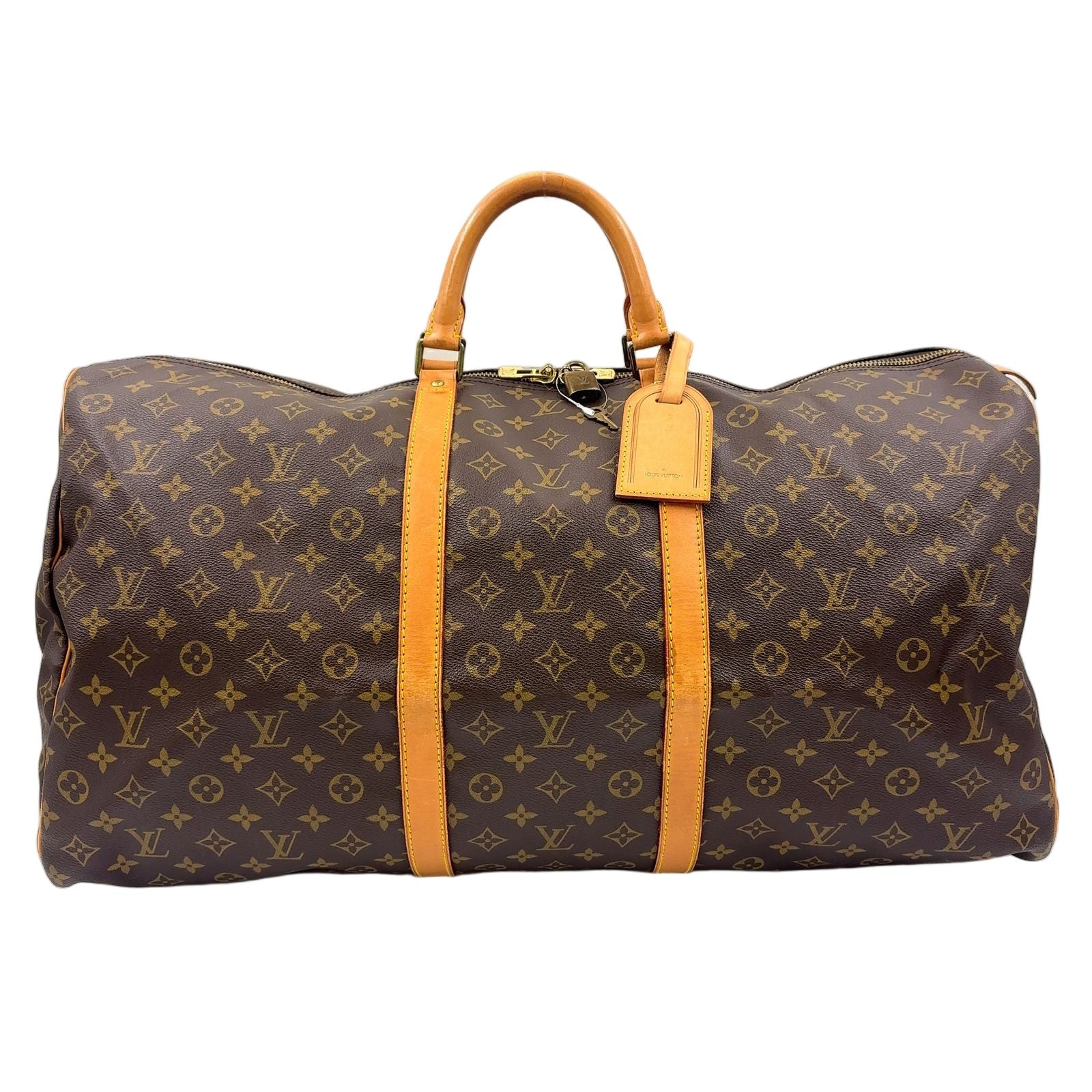 Louis Vuitton Keepall 60 Monogram Leather Brown Boston Bag Gold