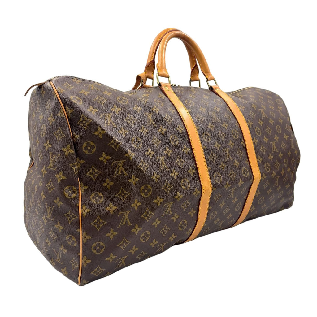 Louis Vuitton Keepall 60 Monogram Leather Brown Boston Bag Gold — view 2
