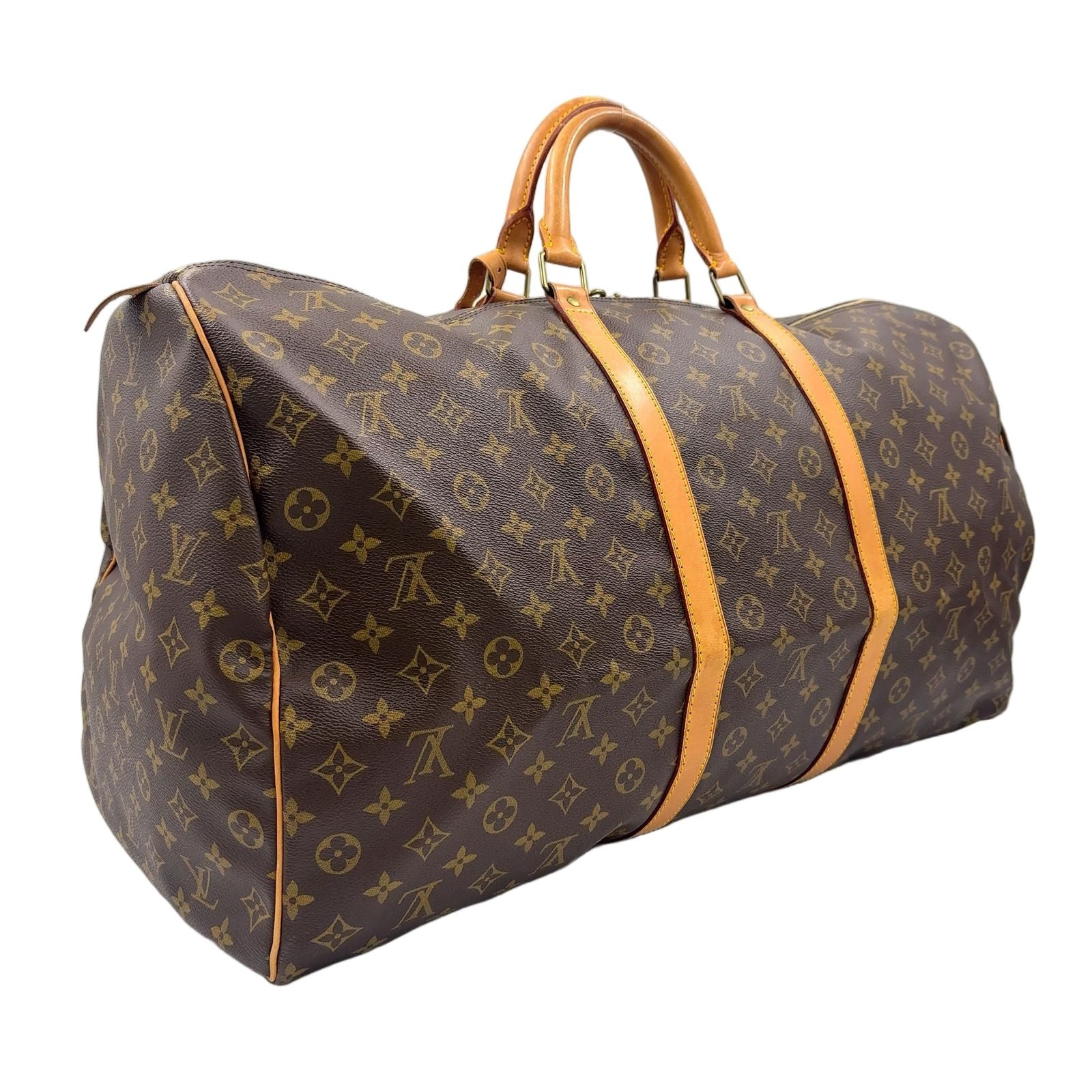 Louis Vuitton Keepall 60 Monogram Leather Brown Boston Bag Gold — view 2